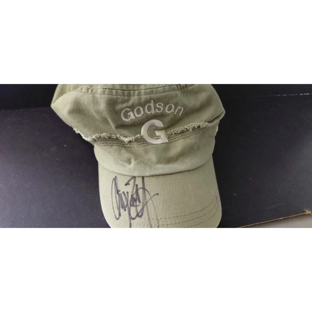 Unknow Autograph handwritten signature olive green distressed cadet Style Cap